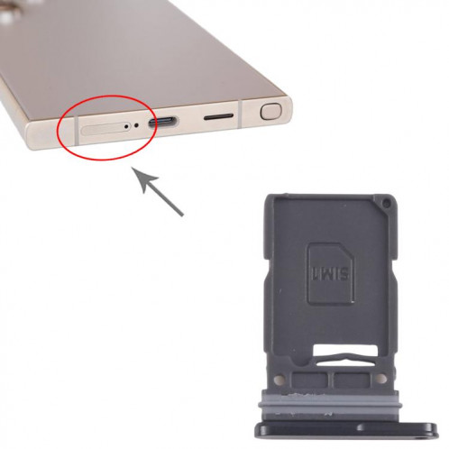 Pour Samsung Galaxy S24 Ultra 5G Tiroir de carte SIM d'origine (noir) SH318B87-04