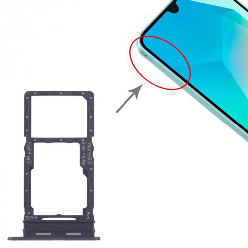 Pour Samsung Galaxy A16 SM-A165F Tiroir de carte SIM d'origine + Tiroir de carte SIM / Micro SD (Noir) SH333B532-04