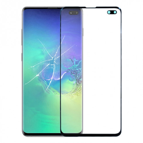 Pour Galaxy S10+ SM-G975F/DS, SM-G975U, SM-G975W Lentille extérieure en verre de l'écran avant d'origine (noir) SH630B936-06