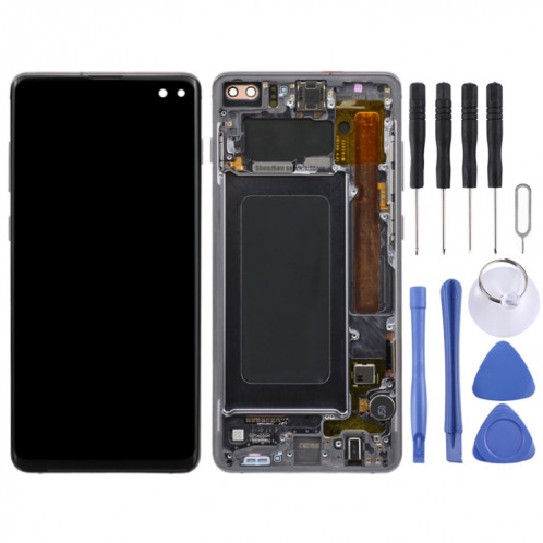 Écran LCD Super AMOLED d'origine pour Samsung Galaxy S10+ Assemblage complet du numériseur avec cadre (Noir) SH676B107-05