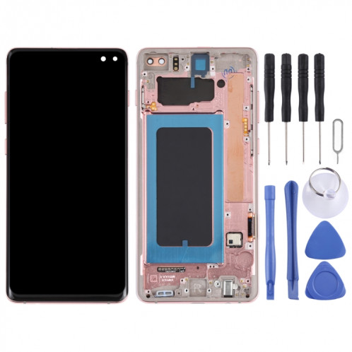 Écran LCD Super AMOLED d'origine pour Samsung Galaxy S10+ Assemblage complet du numériseur avec cadre (Rose) SH676F475-05