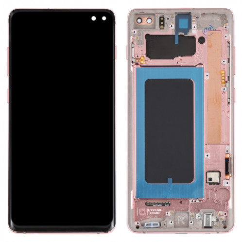 Écran LCD Super AMOLED d'origine pour Samsung Galaxy S10+ Assemblage complet du numériseur avec cadre (Rose) SH676F475-05