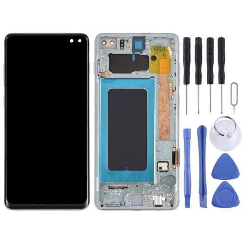 Écran LCD Super AMOLED d'origine pour Samsung Galaxy S10+ Assemblage complet du numériseur avec cadre (Vert) SH676G654-05