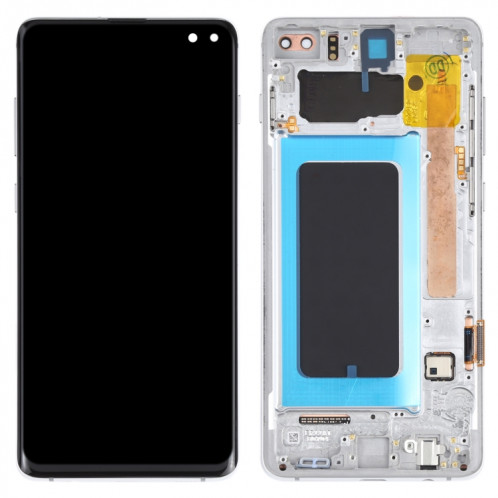 Écran LCD Super AMOLED d'origine pour Samsung Galaxy S10+ Assemblage complet du numériseur avec cadre (Argent) SH676S973-05