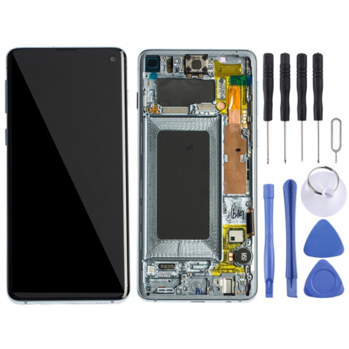 Écran LCD Super AMOLED d'origine pour Galaxy S10 4G Digitizer Assemblage complet avec cadre (Bleu) SH679L185-06