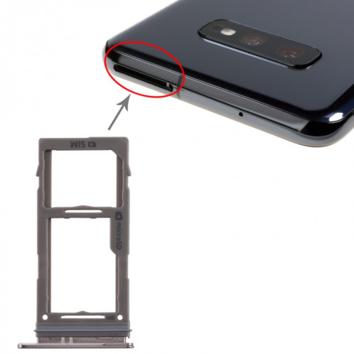 Pour Samsung Galaxy S10+ / S10 / S10e Plateau de carte SIM + Plateau de carte Micro SD (Noir) SH334B83-04