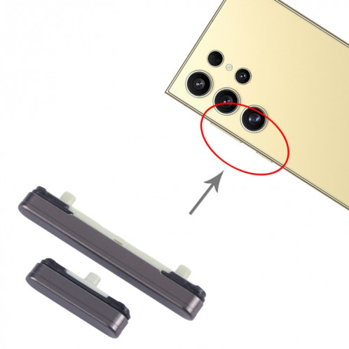 Pour Samsung Galaxy S24 Ultra SM-S928B 10 pièces bouton d'alimentation et bouton de contrôle du volume d'origine (noir) SH028B1350-05