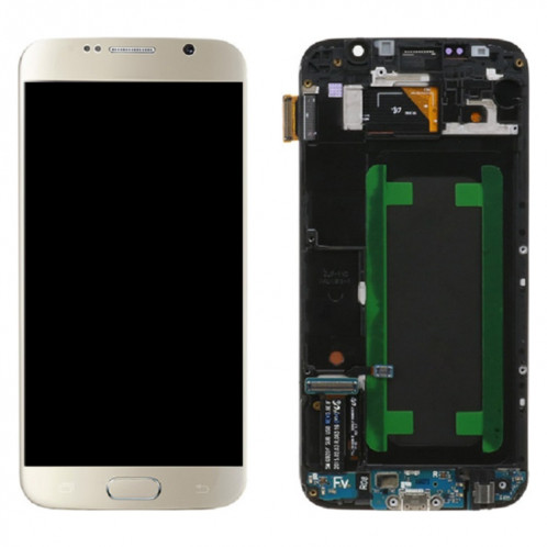 Écran LCD Super AMOLED d'origine pour Samsung Galaxy S6 SM-G920F Assemblage complet du numériseur avec cadre (Or) SH173J1063-05