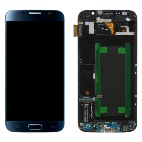 Écran LCD Super AMOLED d'origine pour Samsung Galaxy S6 SM-G920F Assemblage complet du numériseur avec cadre (Bleu) SH173L591-05