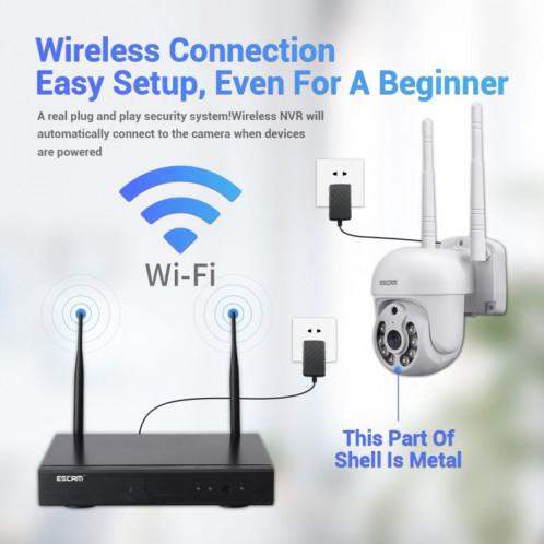 Escam WNK714 3.0 millions de pixels Kit de surveillance sans fil HD à 4 canaux 4 canaux SE00AU892-014