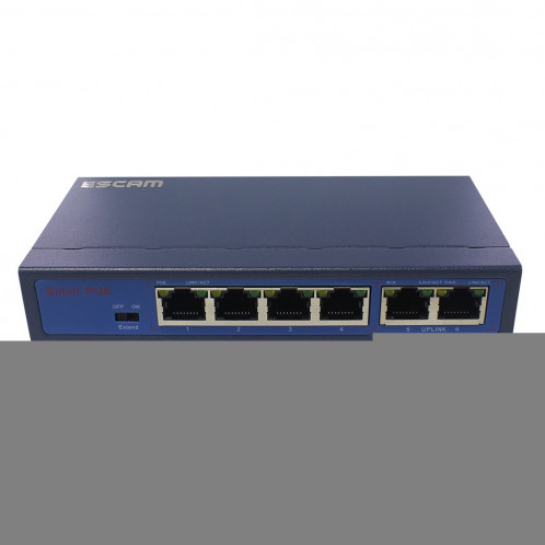 ESCAM POE 4 + 2 Commutateur Fast Ethernet à 6 ports Commutateur réseau POE 10 / 100M 120W à 4 ports, Distance de transmission: 150m (Noir) SE142B581-07