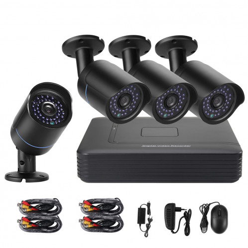 Kit de caméras DVR AHD, caméra de vision nocturne / détection de mouvement, distance infrarouge: 20m COTIER A4B5-Mini 4 canaux 720P 1.0 Mega 4 pixels SC243B1360-020