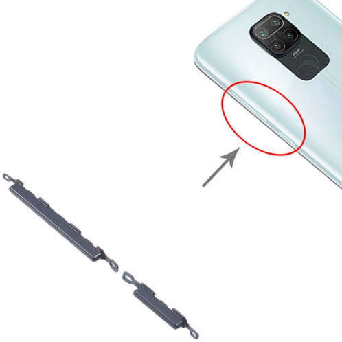 Bouton d'alimentation et bouton de commande de volume pour Xiaomi Redmi Note 9 / Redmi 10x 4G (noir) SH251B1456-04