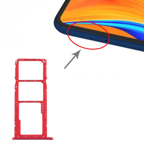Plateau de la carte SIM + plateau de la carte SIM + plateau de la carte Micro SD pour Huawei Y6s (2019) (rouge) SH588R139-04