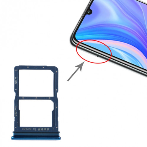 Plateau de la carte SIM + plateau de la carte NM pour Huawei Y8p (bleu) SH594L1747-04