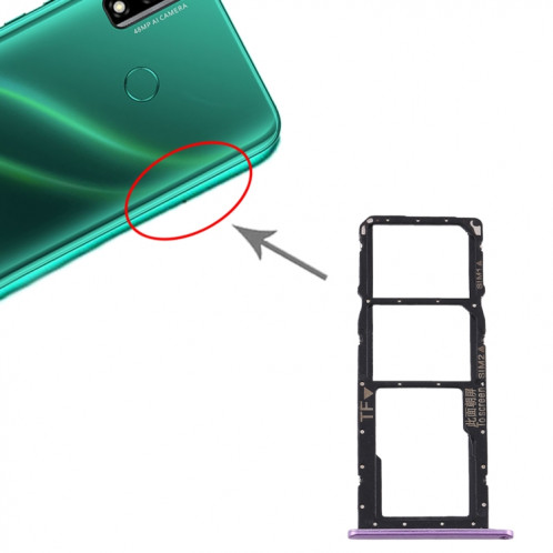 Plateau pour carte SIM + plateau pour carte SIM + plateau pour carte Micro SD pour Huawei Y8s (violet) SH599P1162-04