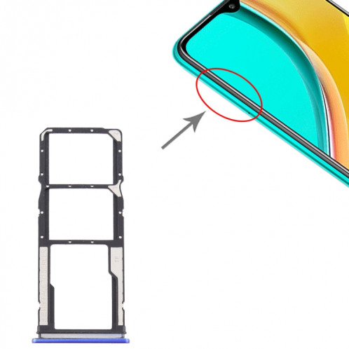 Plateau de la carte SIM + plateau de la carte SIM + plateau de la carte Micro SD pour Xiaomi Redmi 9 (bleu) SH959L1715-04