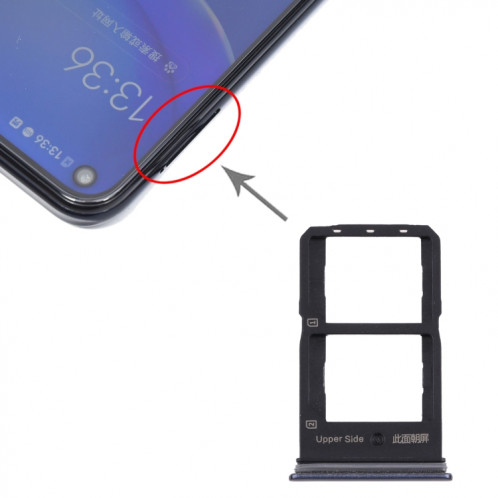 Pour Vivo Y70s V2002A Plateau de carte SIM + Plateau de carte SIM (Noir) SH009B373-04