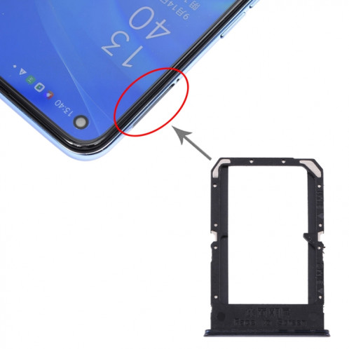 Pour OPPO Reno4 SE/A93 4G/OPPO Reno4 F/Reno4 Lite/F17 Pro PEAT00 PEAM00 plateau de carte SIM + plateau de carte SIM (noir) SH078B58-04