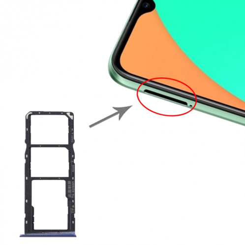 Pour OPPO Realme C11 RMX2185 Plateau de carte SIM + Plateau de carte SIM + Plateau de carte Micro SD (Bleu) SH085L214-04
