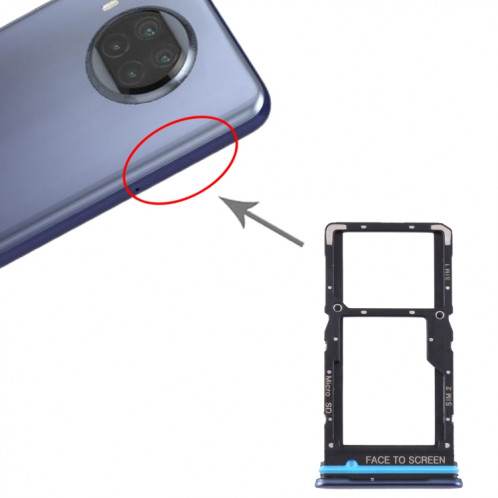 Plateau pour carte SIM + Plateau pour carte SIM / Plateau pour carte Micro SD pour Xiaomi Mi 10T Lite 5G (Bleu) SH091L1254-04