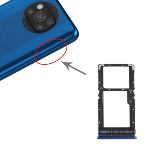 Plateau de carte SIM + plateau de carte SIM / plateau de carte Micro SD pour Xiaomi Poco X3 / Poco X3 NFC (bleu) SH092D71-04