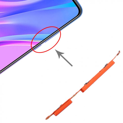 Bouton d'alimentation et bouton de contrôle du volume pour Xiaomi Redmi 9A (rouge) SH093R522-05