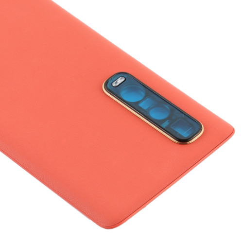 Pour OPPO Find X2 Pro CPH2025 PDEM30 Couverture arrière de la batterie en cuir d'origine (Orange) SH84EL1630-06