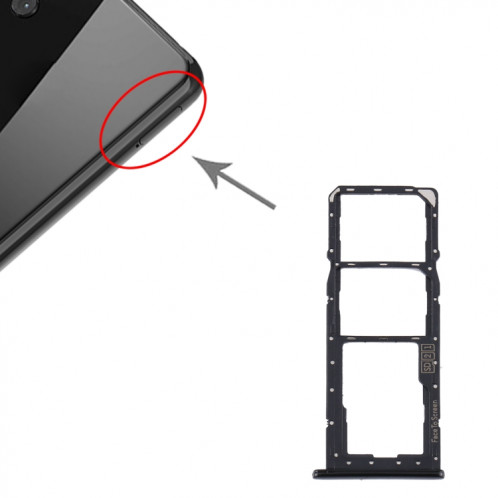 Plateau de la carte SIM + plateau de la carte SIM + plateau de la carte Micro SD pour Motorola One (P30 Play) XT1941 (noir) SH410B411-04