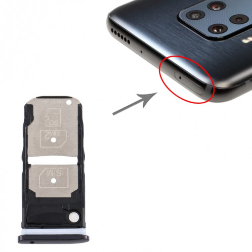 Plateau pour carte SIM + plateau pour carte SIM / plateau pour carte micro SD pour Motorola One Zoom (noir) SH479B1843-04