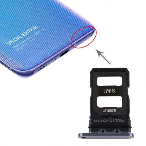 Plateau pour carte SIM + plateau pour carte SIM pour Xiaomi Mi 11 (Noir) SH512B1938-04