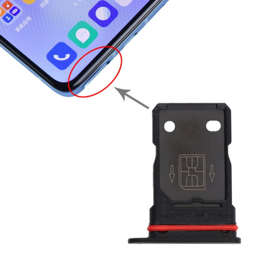 Pour plateau de carte SIM OnePlus 9R + plateau de carte SIM (noir) SH820B1875-04