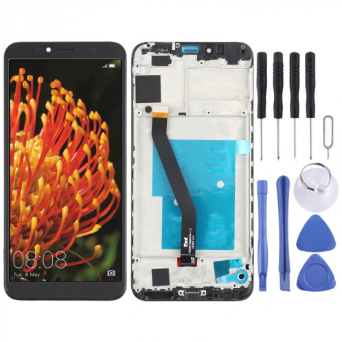 Écran LCD et numériseur assemblage complet avec cadre pour Huawei Y6 (2018) (Noir) SH34BL131-07