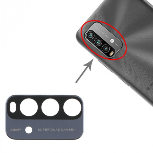 10 PCS Back Camera Lens pour Xiaomi Redmi Note 9 4G M2010J19SC (Noir) SH898B1342-04