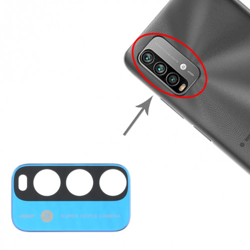 10 PCS Back Camera Lens pour Xiaomi Redmi Note 9 4G M2010J19SC (Bleu) SH898L1688-04