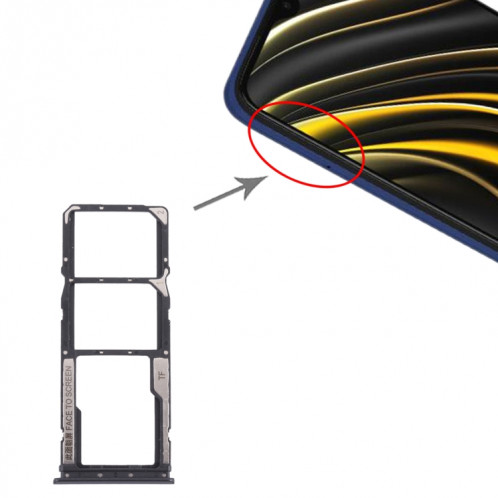 Plateau de carte SIM + plateau de carte SIM + plateau de carte Micro SD pour Xiaomi Poco M3 M2010J19CG M2010J19CI (Noir) SH910B1168-04