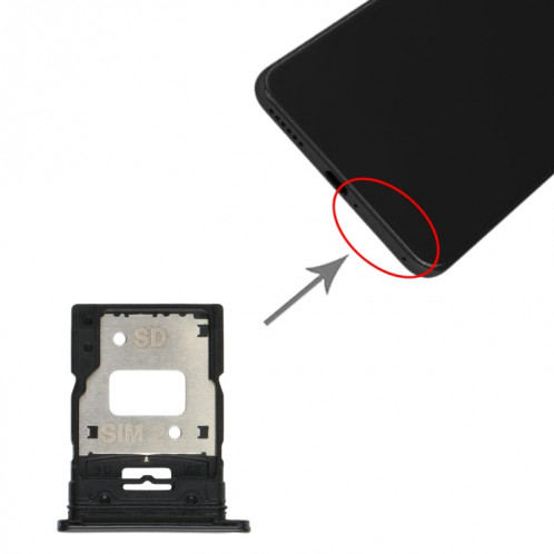 Plateau de carte SIM + plateau de carte SIM / plateau de carte micro SD pour xiaomi mi 11 lite m2101k9ag (noir) SH911B497-04