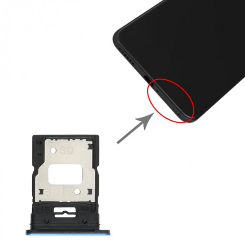 Plateau de carte SIM + plateau de carte SIM / plateau de carte micro SD pour xiaomi mi 11 lite m2101k9ag (bleu) SH911L1152-04
