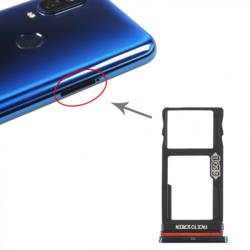 Plateau de carte SIM + plateau de carte Micro SD pour Motorola Moto One Vision / P50 (Noir) SH026B1947-04