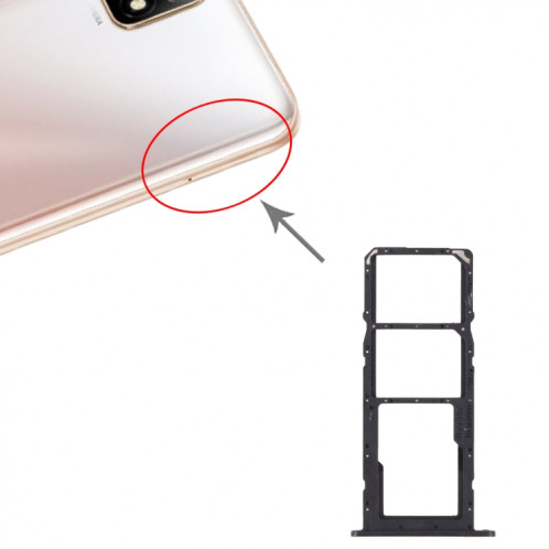 Plateau de carte SIM + plateau de carte SIM + plateau de carte Micro SD pour Huawei Profitez 20 SE 4G (Noir) SH213B1737-04