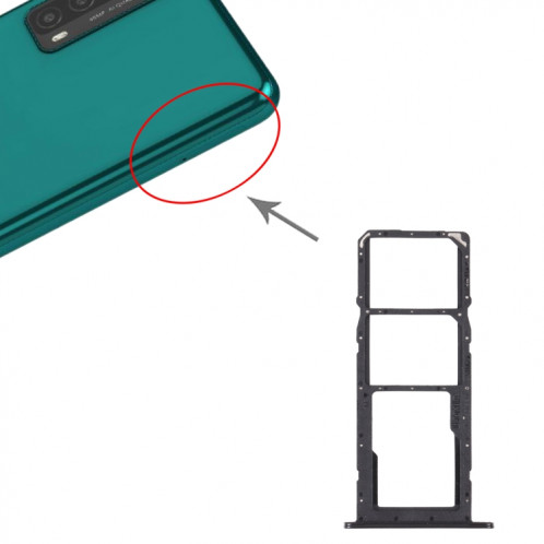 Plateau de carte SIM + plateau de carte SIM + plateau de carte micro SD pour Huawei Y7A (Noir) SH215B1053-04