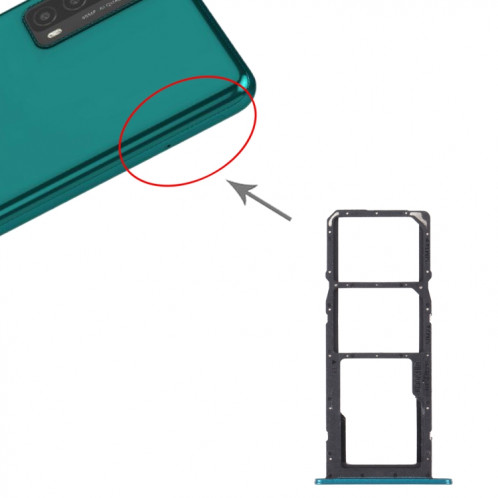 Plateau de carte SIM + plateau de carte SIM + plateau de carte micro SD pour Huawei Y7A (vert) SH215G1903-04