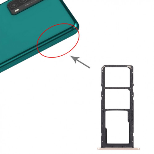 Plateau de carte SIM + plateau de carte SIM + plateau de carte micro SD pour Huawei Y7A (Gold) SH215J566-04