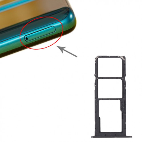 Plateau de carte SIM + plateau de carte SIM + plateau de carte micro SD pour Huawei P Smart 2021 (Noir) SH218B1621-04