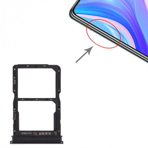 Plateau de carte SIM + Bac de carte NM pour Huawei P Smart S (Noir) SH224B1819-04