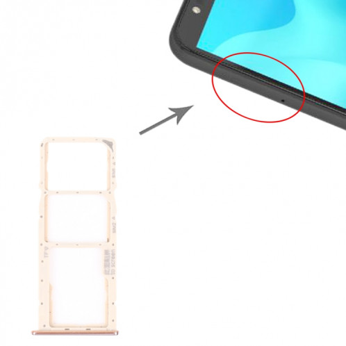 Plateau de carte SIM + plateau de carte SIM + plateau de carte micro SD pour Huawei Y5P (or) SH227J334-04