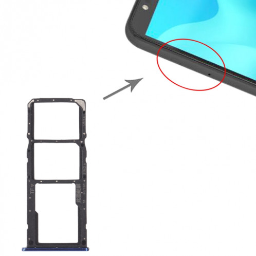 Plateau de carte SIM + plateau de carte SIM + plateau de carte micro SD pour Huawei Y5P (bleu) SH227L50-04