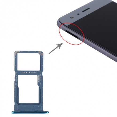 Plateau de carte SIM + plateau de carte SIM / plateau de carte micro SD pour l'honneur 9S (vert) SH228G1114-04