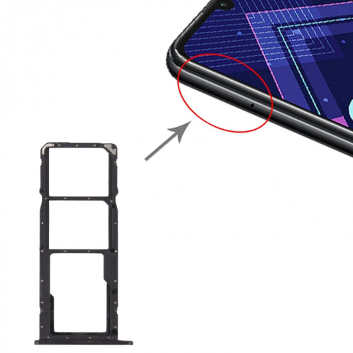 Plateau de carte SIM + plateau de carte SIM + plateau de carte micro SD pour l'honneur 8A 2020 (Noir) SH233B1241-04
