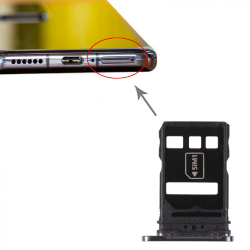 Plateau de carte SIM + Bac de carte NM pour Huawei P40 Pro + (Noir) SH234B443-04